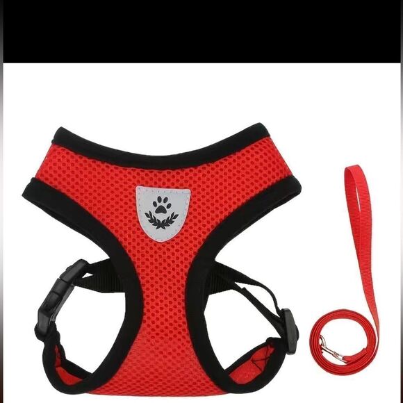 Red Adjustable Reflective Pet Harness And Leash Set! NWT - Picture 2 of 6